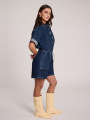 SHORT ROMPER / BOTANICAL BLUE