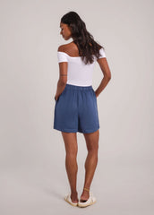 WILLA WIDE LEG LINEN SHORTS / DENIM