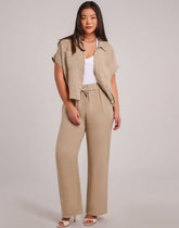 NORA BELTED LINEN TROUSERS / SAND DUNE