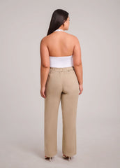 NORA BELTED LINEN TROUSERS / SAND DUNE