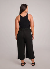KAMILLA CROPPED WIDE LEG TROUSERS / BLACK