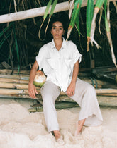REMI OVERSIZED LINEN SHIRT / WHITE