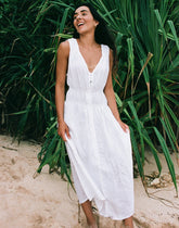 LUNA MIDI LINEN DRESS / WHITE