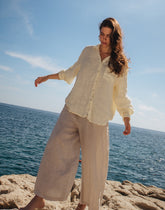 CROPPED WIDE LEG LINEN TROUSERS / SOFIA