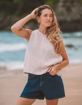 LINEN ROUND NECK TANK TOP / FRANCESCA