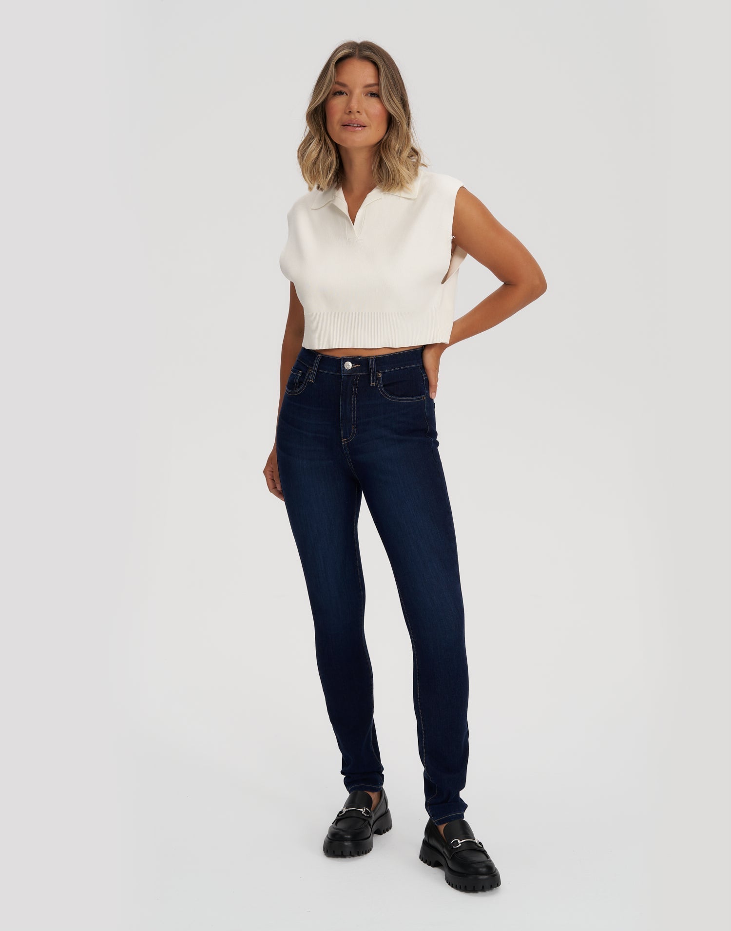 RACHEL HIGH RISE SKINNY JEANS / 30 DARK INDIE