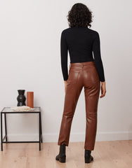 EMILY SLIM VEGAN LEATHER PANT / TAN
