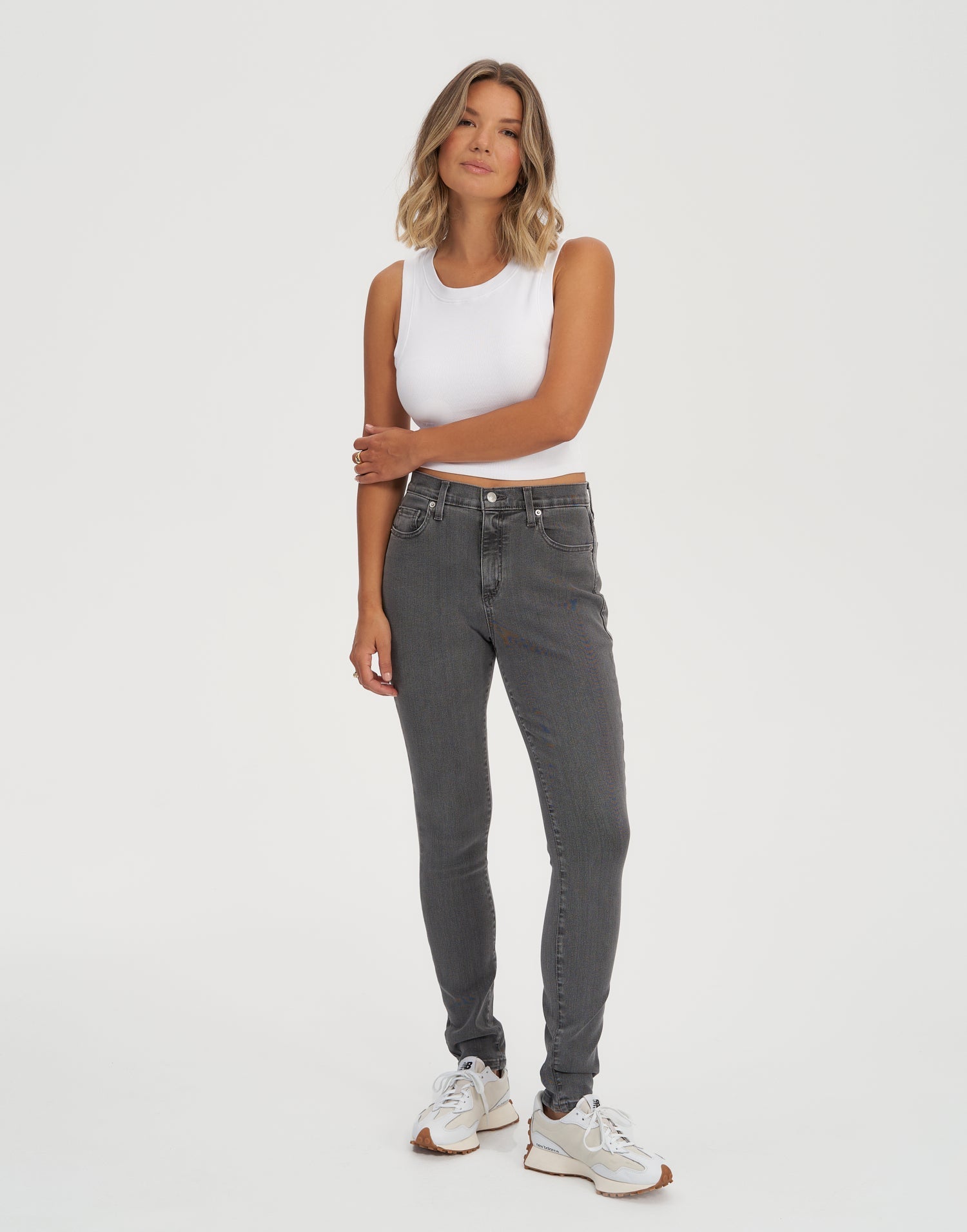 RACHEL SKINNY JEANS / 30 WASHED GREY STEEL