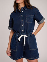 SHORT ROMPER / BOTANICAL BLUE