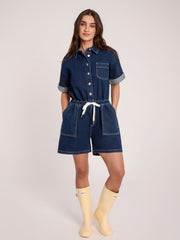 SHORT ROMPER / BOTANICAL BLUE
