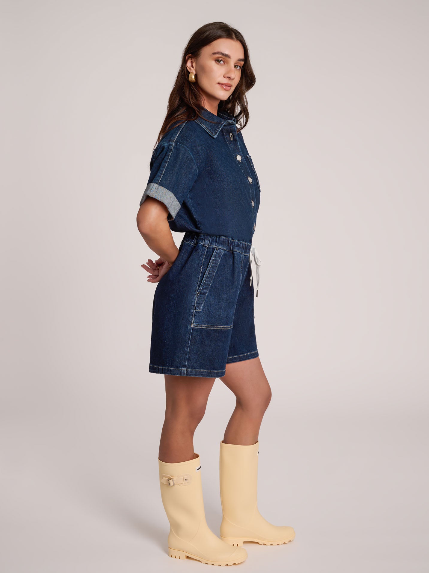 SHORT ROMPER / BOTANICAL BLUE