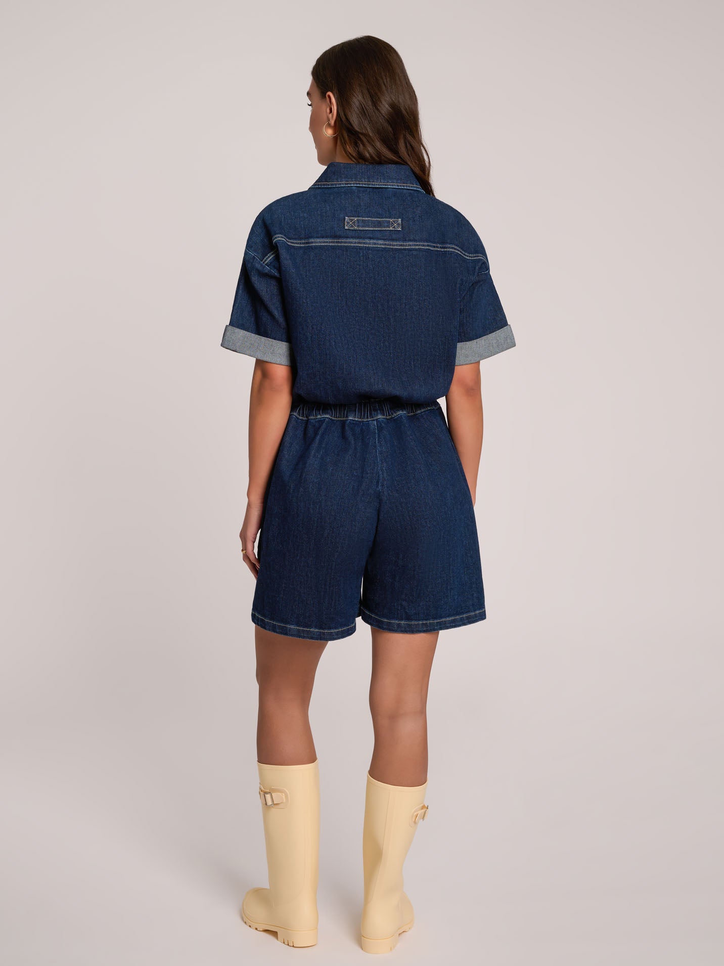 SHORT ROMPER / BOTANICAL BLUE
