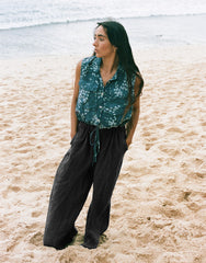 KAMILLA CROPPED WIDE LEG TROUSERS / BLACK