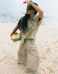 KAMILLA CROPPED WIDE LEG TROUSERS / SAND DUNE