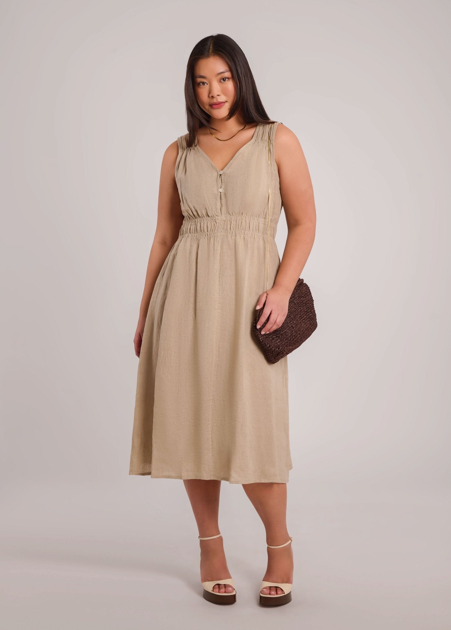 LUNA MIDI LINEN DRESS / SAND DUNE