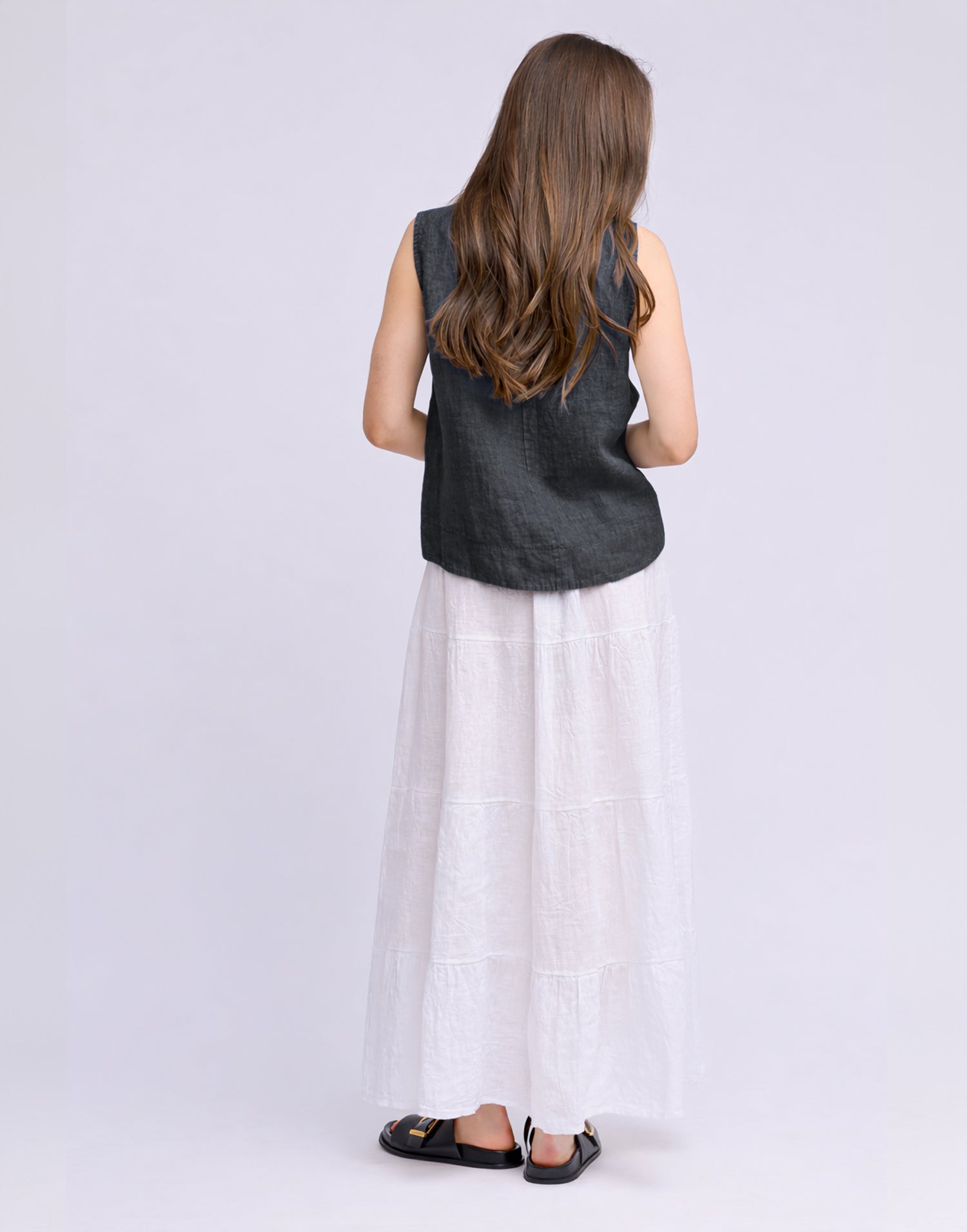 LINEN ROUND NECK TANK TOP / FRANCESCA