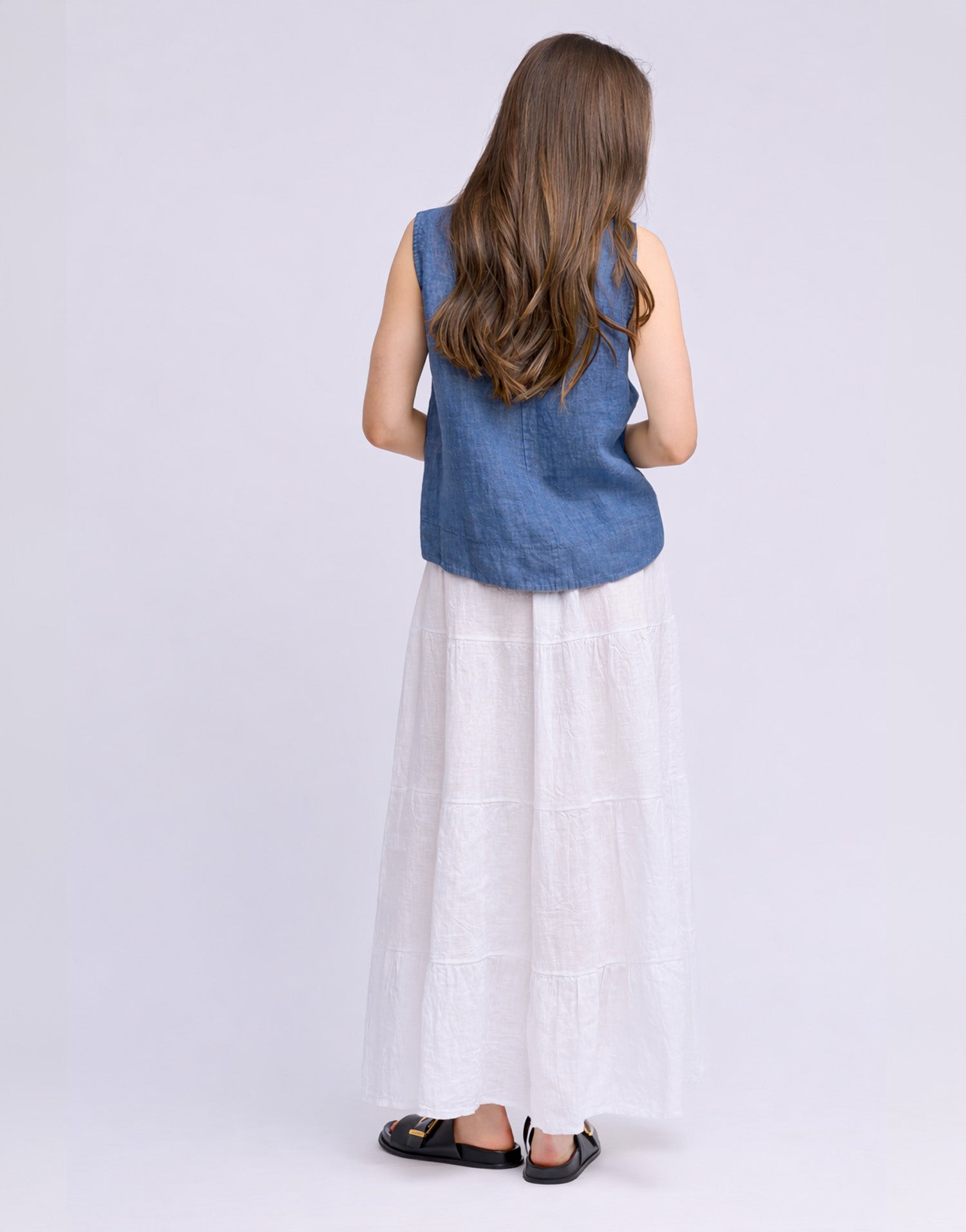 LINEN ROUND NECK TANK TOP / FRANCESCA