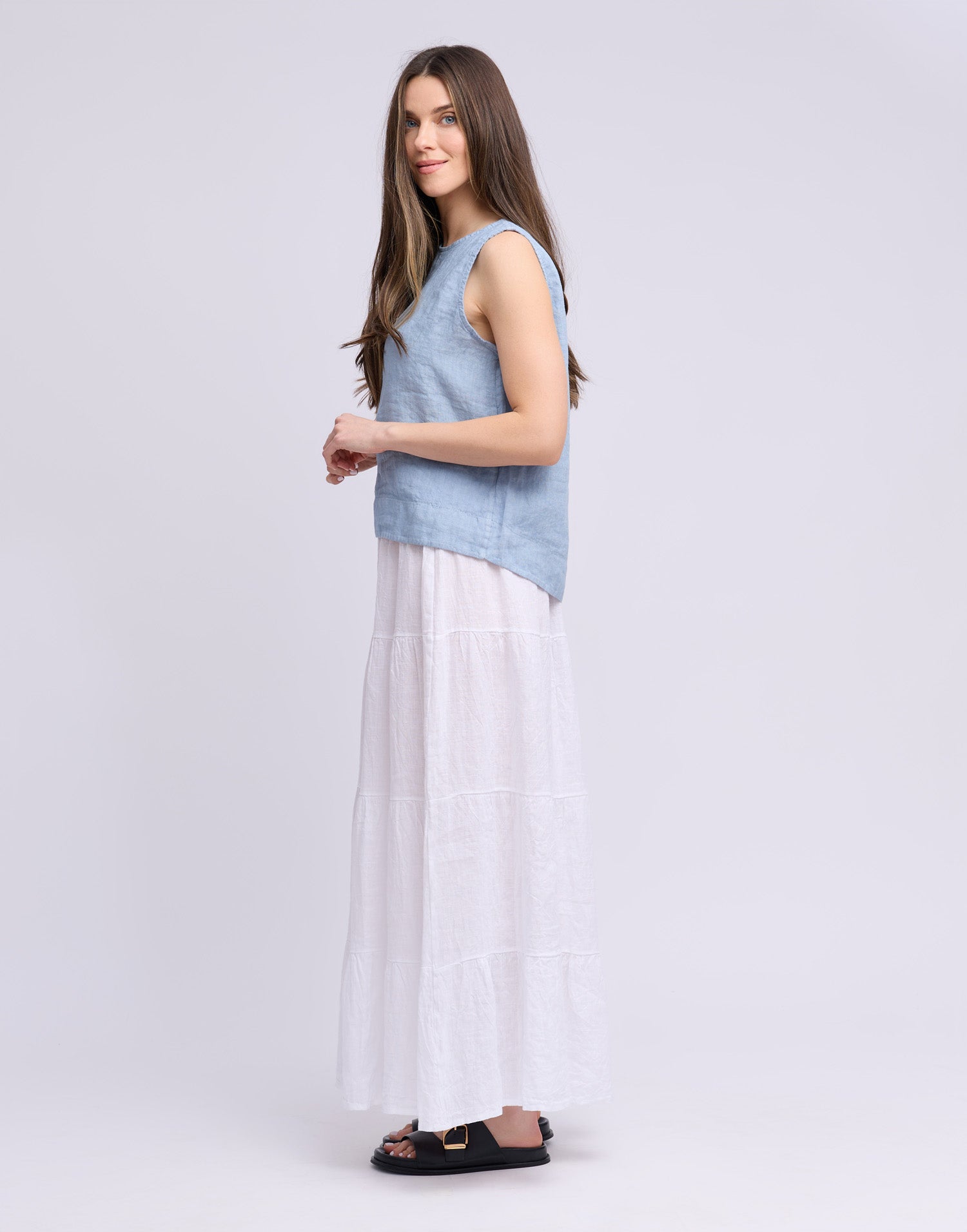 LINEN ROUND NECK TANK TOP / FRANCESCA