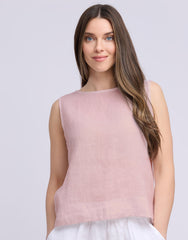 LINEN ROUND NECK TANK TOP / FRANCESCA