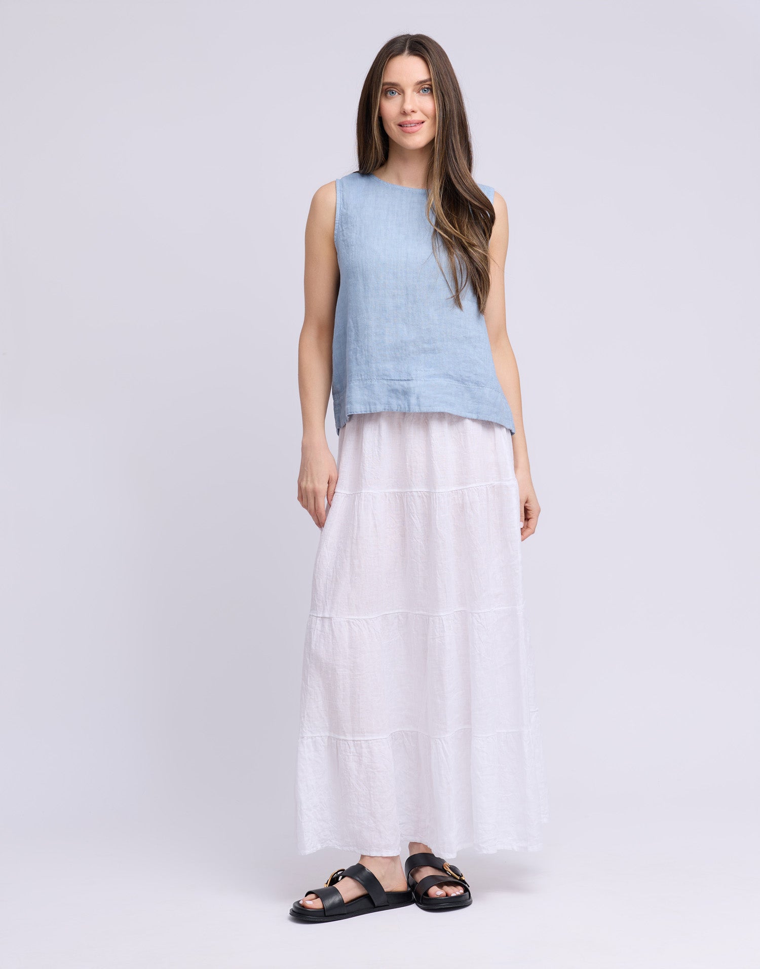 LINEN ROUND NECK TANK TOP / FRANCESCA