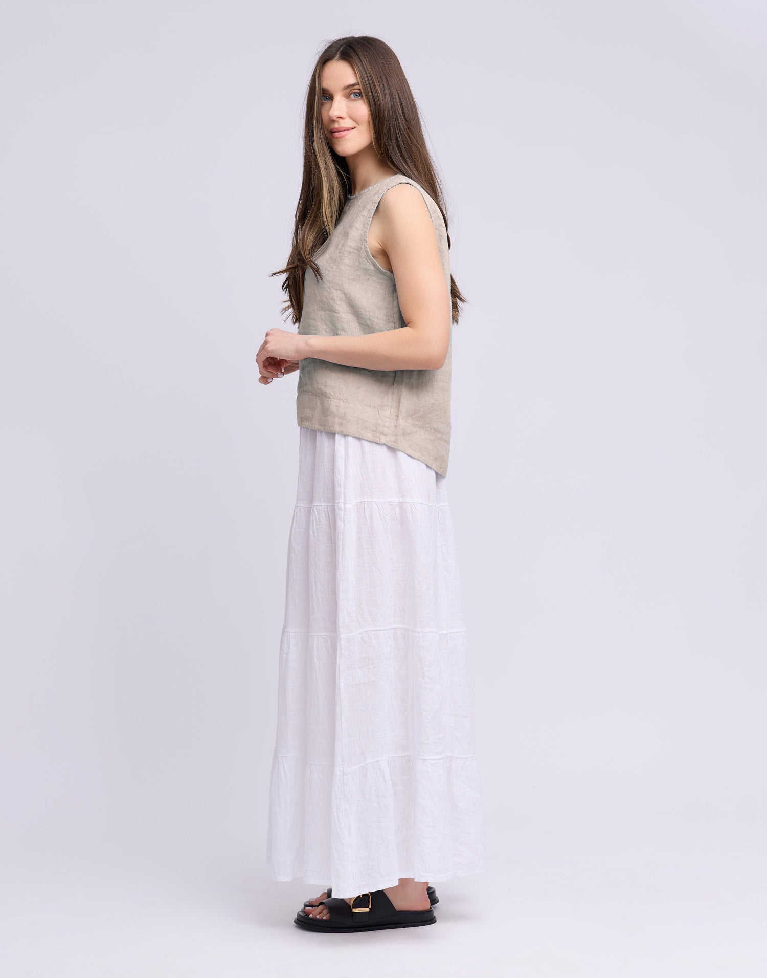 LINEN ROUND NECK TANK TOP / FRANCESCA