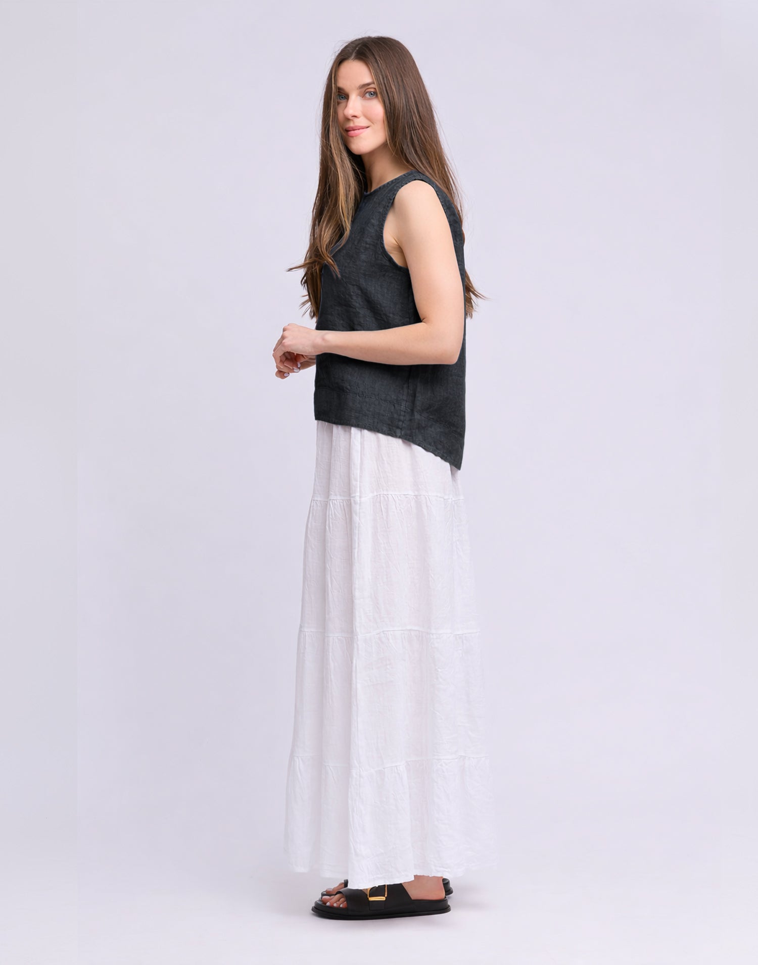 LINEN ROUND NECK TANK TOP / FRANCESCA