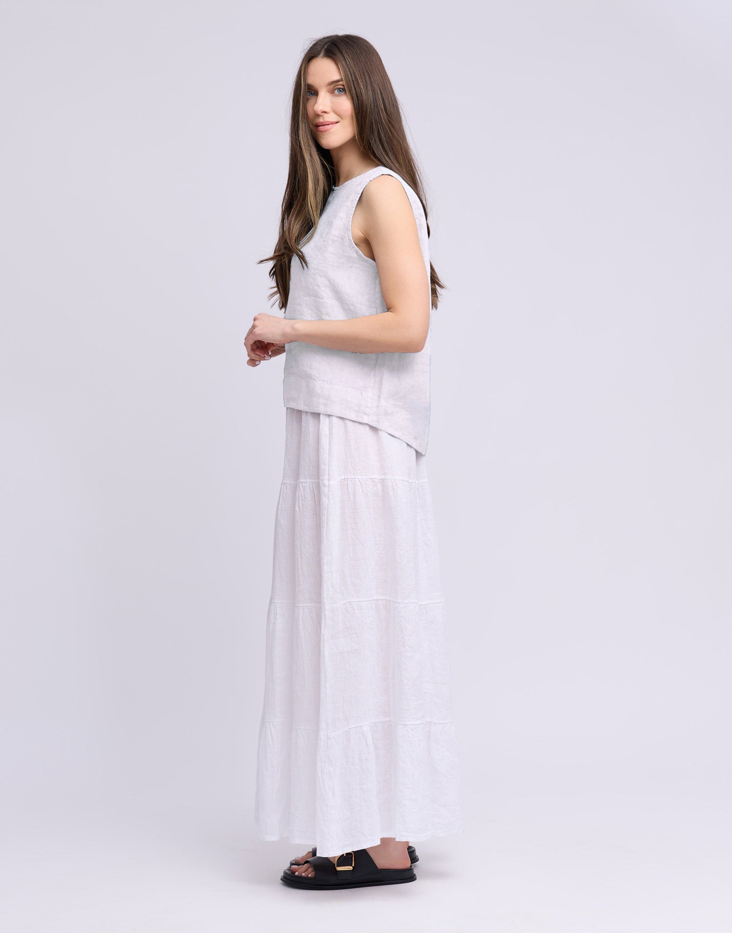 LINEN ROUND NECK TANK TOP / FRANCESCA