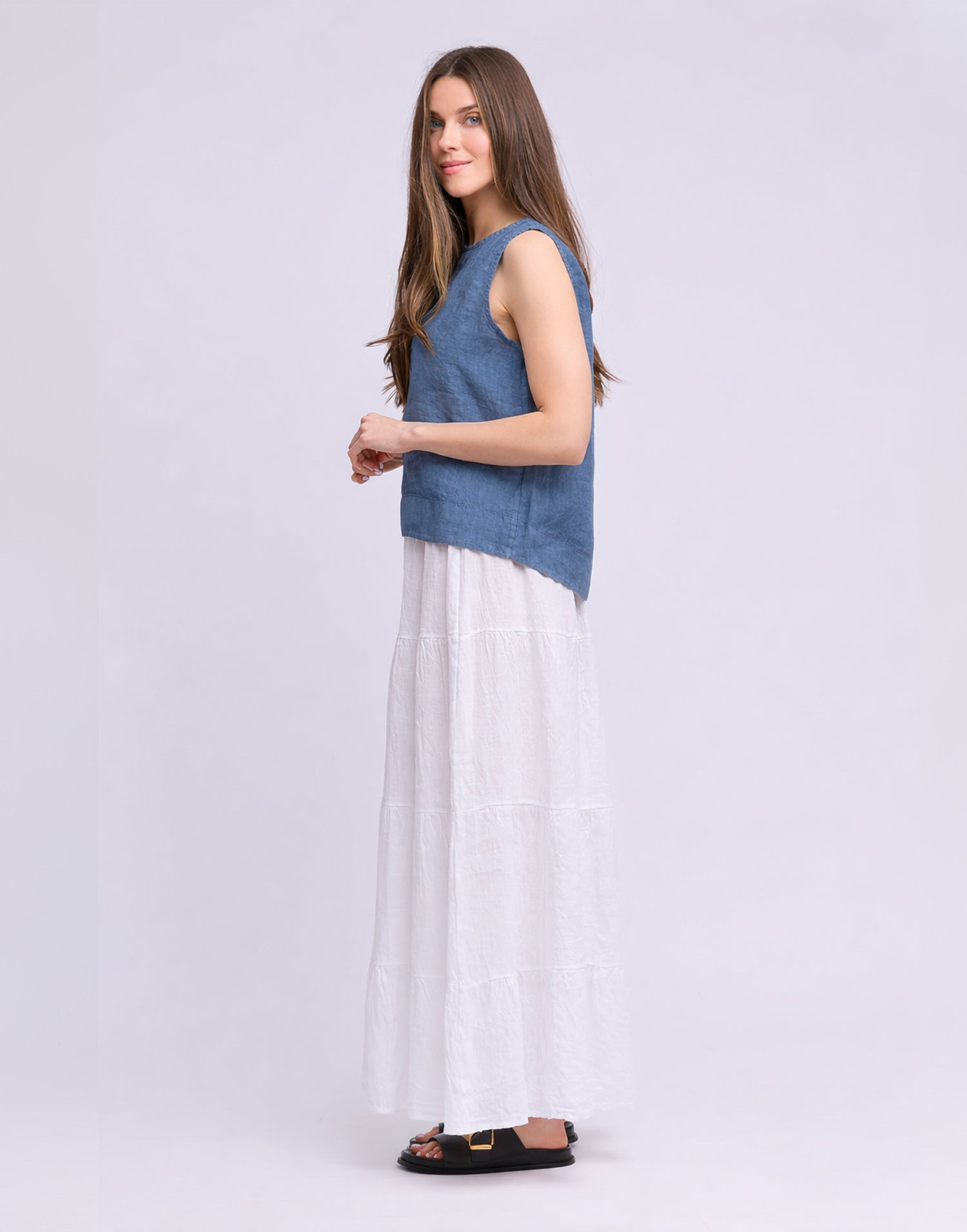LINEN ROUND NECK TANK TOP / FRANCESCA