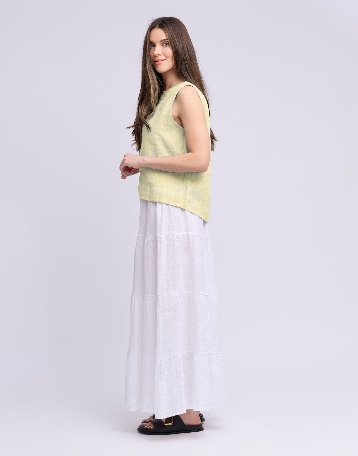 LINEN ROUND NECK TANK TOP / FRANCESCA