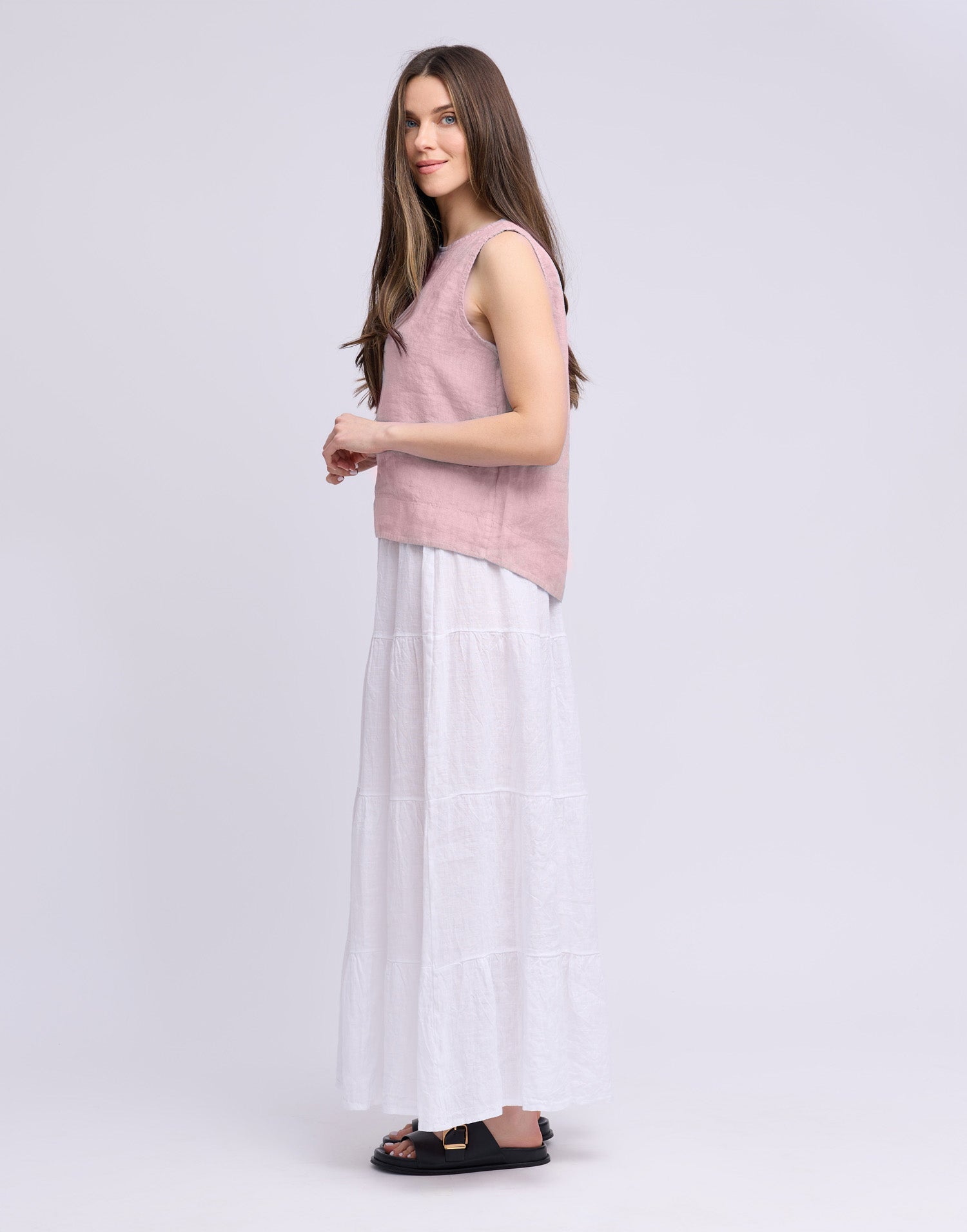 LINEN ROUND NECK TANK TOP / FRANCESCA