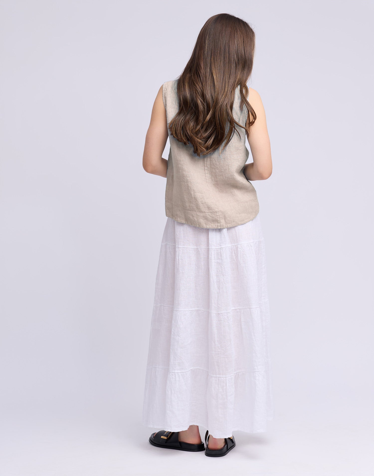 LINEN ROUND NECK TANK TOP / FRANCESCA