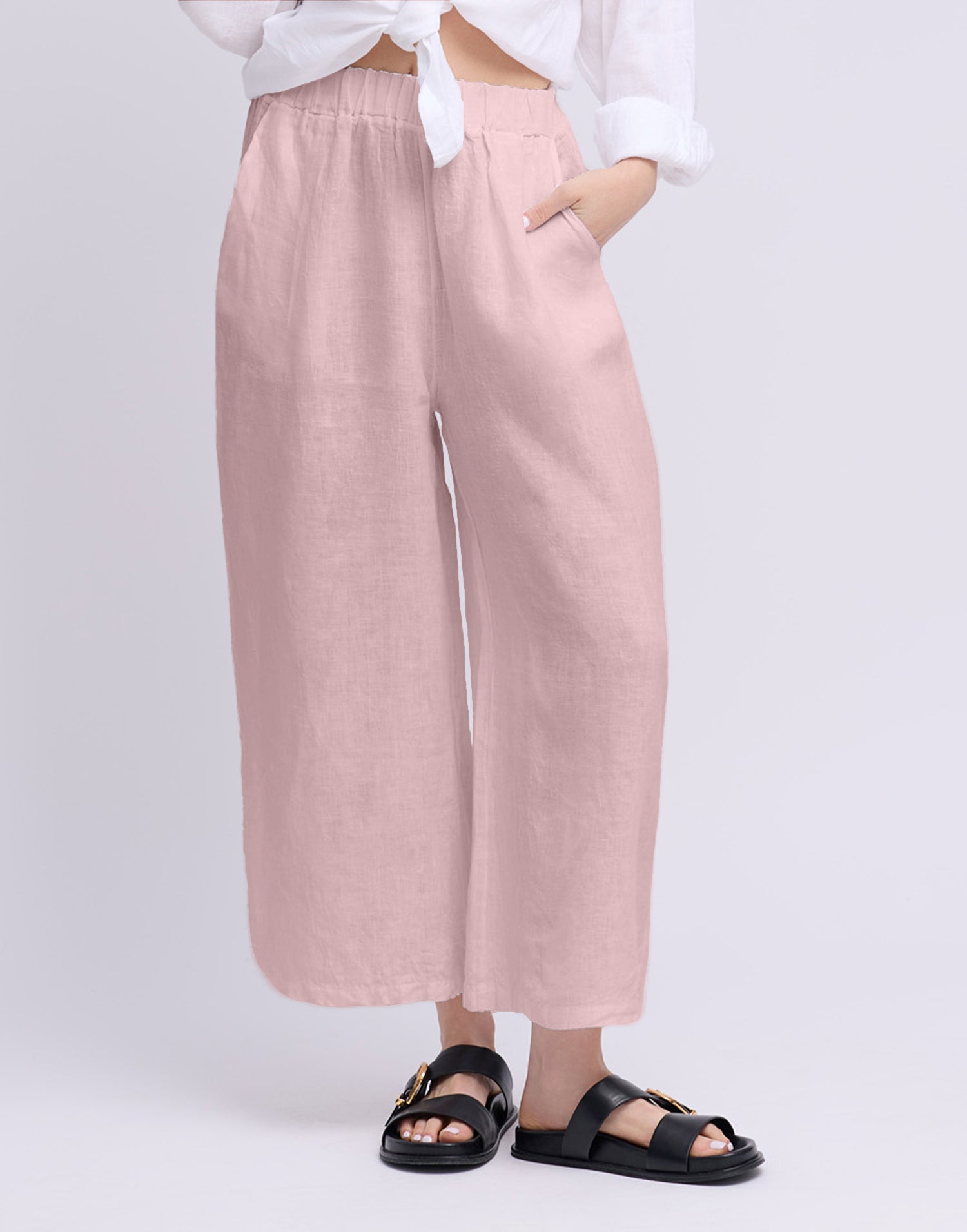 CROPPED WIDE LEG LINEN TROUSERS / SOFIA