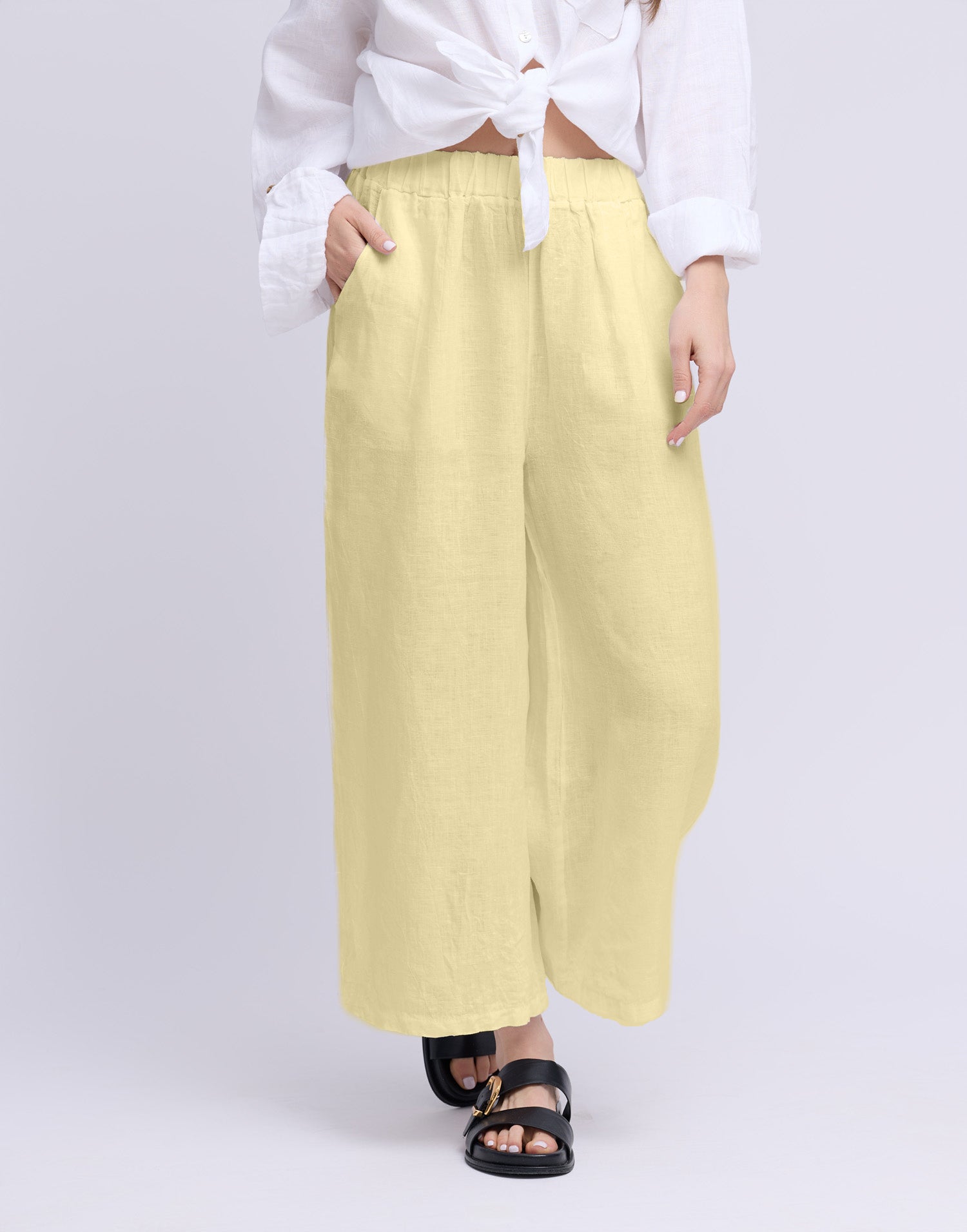 CROPPED WIDE LEG LINEN TROUSERS / SOFIA