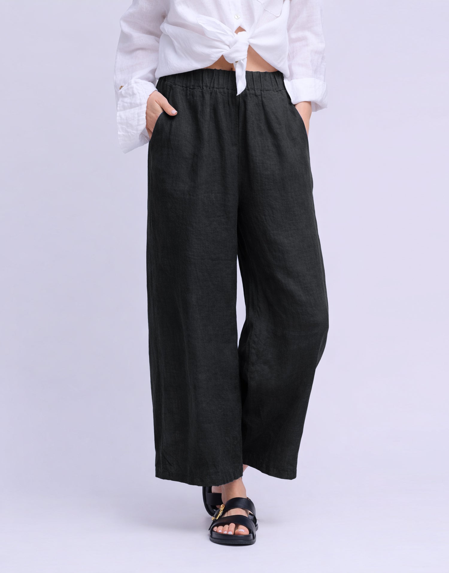 CROPPED WIDE LEG LINEN TROUSERS / SOFIA