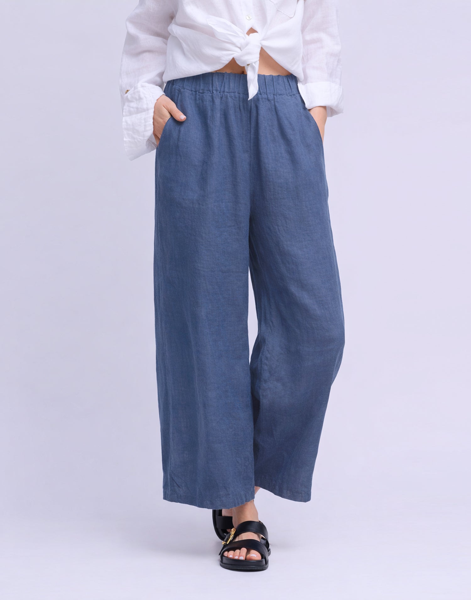 CROPPED WIDE LEG LINEN TROUSERS / SOFIA
